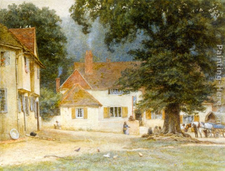 White Horse Inn, Shere, Surrey painting - Helen Mary Elizabeth Allingham White Horse Inn, Shere, Surrey art painting